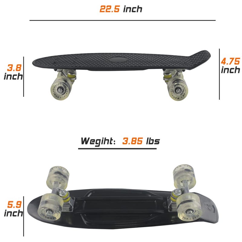 Meketec Skateboards Black Complete Mini 22 inch Skateboard for Grandson Kids Girl Youth Beginner Children Teenagers Adults Birthday Gift (Black) - Image 5